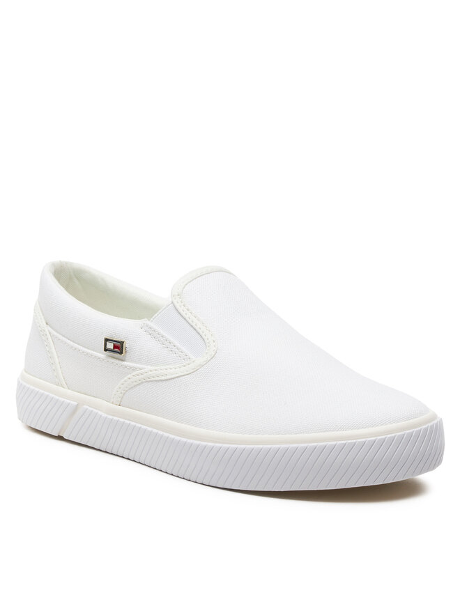 Tommy Hilfiger Tenisówki Tommy Hilfiger Vulc Canvas Slip-On Sneaker FW0FW08065 Biały