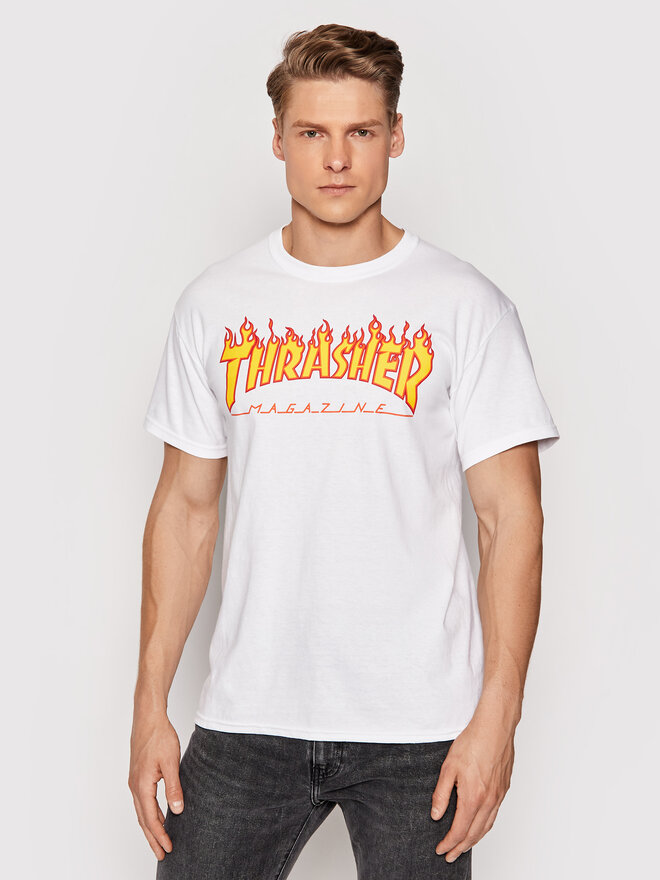 Thrasher Thrasher Camiseta Flame Blanco Regular Fit
