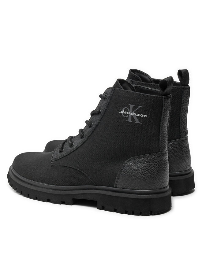 Calvin Klein Jeans Šnurovacia obuv Calvin Klein Jeans Eva Boot Mid Laceup Mix Mtr YM0YM00982 Čierna