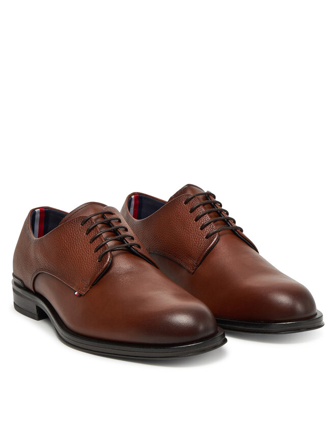 Tommy Hilfiger Pantofi Tommy Hilfiger Core Hilfiger Leather Shoe FM0FM05375 Maro