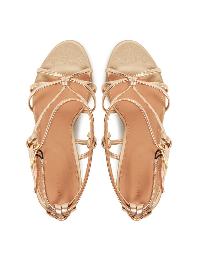 Tommy Hilfiger Sandale Tommy Hilfiger Metal Leather Knots Wedge Sandal FW0FW08801 Auriu