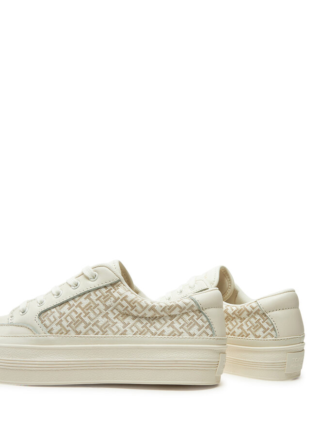 Tommy Hilfiger Sneakersy Tommy Hilfiger Vulc Leather Sneaker Monogram FW0FW08331 Écru