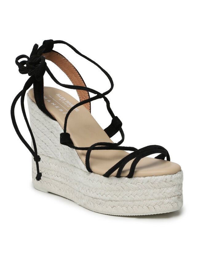 Manebi Espadrilles Manebi Lace-Up Wedge Espadrilles L 8.6 WA Melns