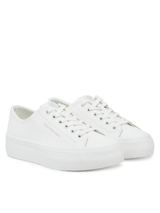 Calvin Klein Jeans Sneakersy Calvin Klein Jeans Vulc Flatform Low Mg Lth YW0YW01771 Bílá