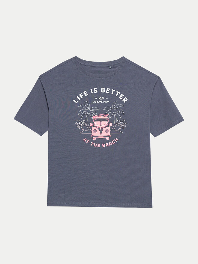 4F 4F Marškinėliai 4FJWSS24TTSHF1146 Pilka Loose Fit