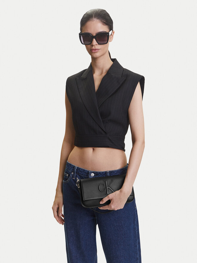 Calvin Klein Jeans Τσάντα Calvin Klein Jeans Sculpted Flap Shoulder Pouch LV04K3148G Μαύρο