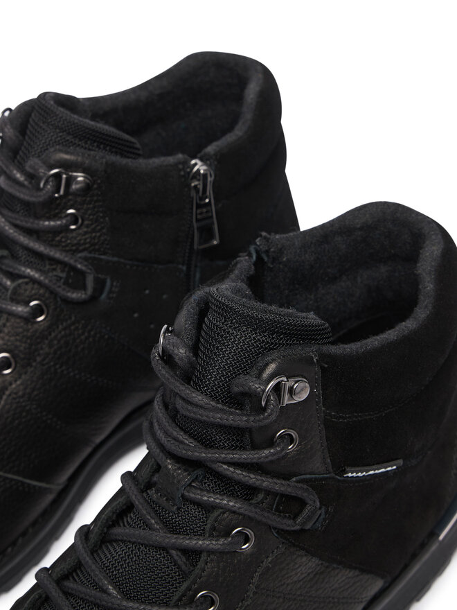 Tommy Hilfiger Schnürschuhe Tommy Hilfiger Corporate Outdoor Warm Lth Boot FM0FM05991 Schwarz