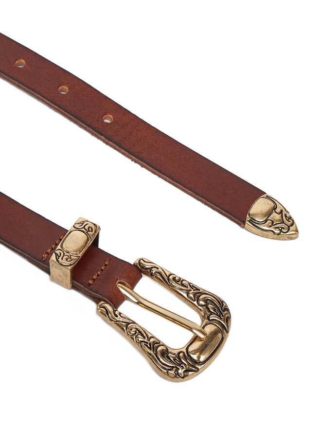 ONLY Pasek Damski ONLY Onlty Slim Leather Wester Jeans Belt Acc 15338269 Brązowy