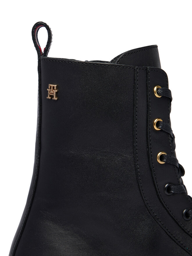 Tommy Hilfiger Schnürschuhe Tommy Hilfiger TH Stud Leather Lace-Up Boot FW0FW09571 Schwarz