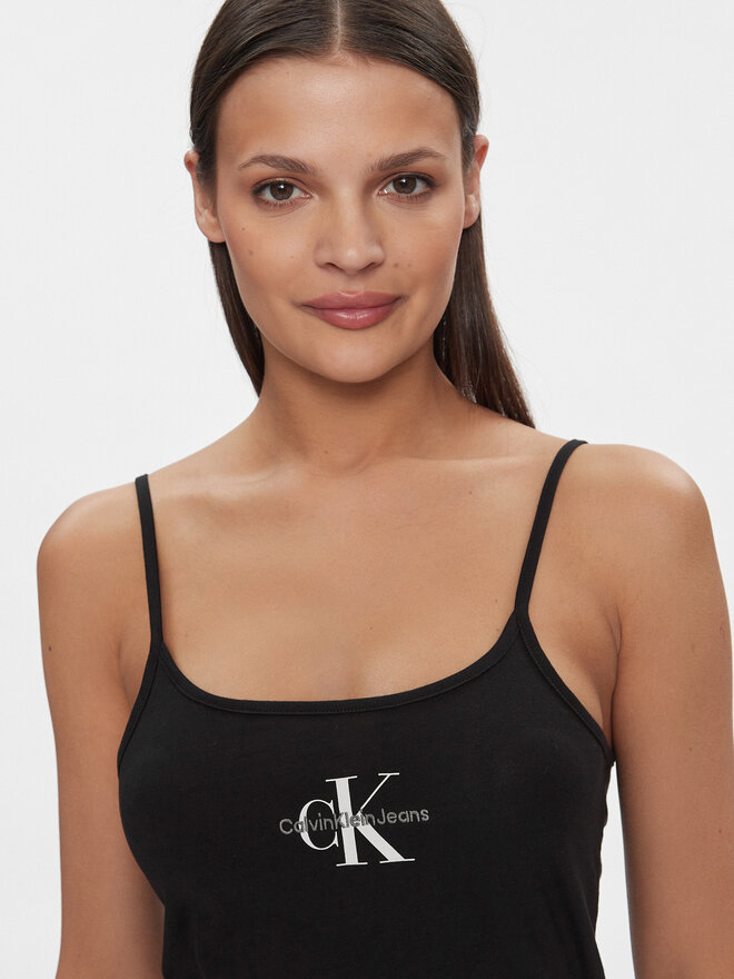 Calvin Klein Jeans Calvin Klein Jeans Top Monologo J20J223105 Schwarz Slim Fit