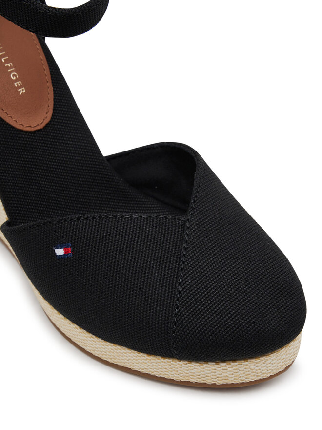 Tommy Hilfiger Pusbačiai Tommy Hilfiger Flag High Wedge Espad Closed Toe FW0FW08494 Juoda