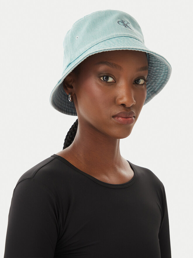Calvin Klein Hut Calvin Klein Embro Monogram Denim Bucket Hat LV04K5021G Hellblau