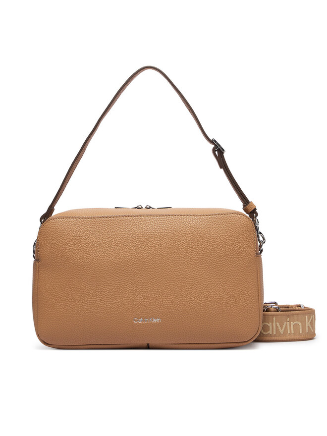 Calvin Klein Handtasche Calvin Klein Webbing 2X Strap Lg Camera Bag LV04F3642G Beige