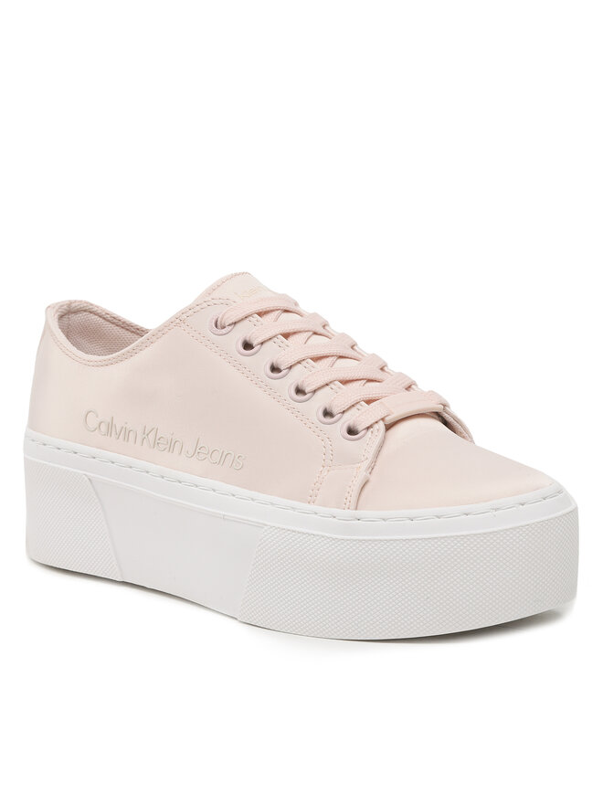 Sneakers Calvin Klein Jeans Flatform Cupsole Satin YW0YW00917 Rosa escarpe