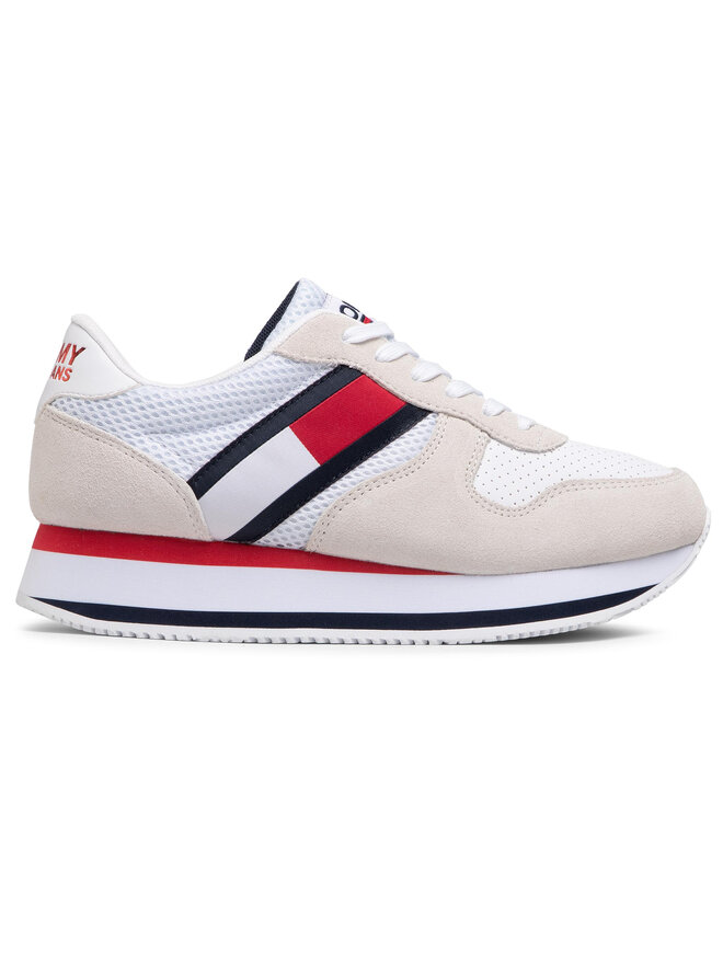 Tommy Jeans Laisvalaikio batai Tommy Jeans Flatform Runner EN0EN01357 Balta