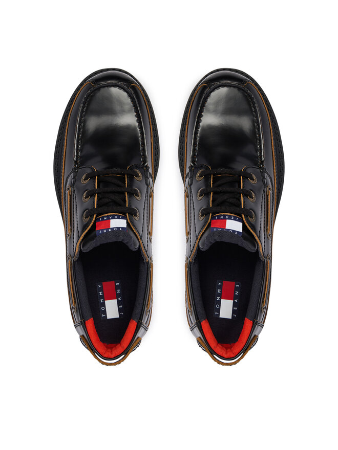Tommy Jeans Halbschuhe Tommy Jeans Archive '01 Boat Shoe Lthr EM0EM01705 Schwarz
