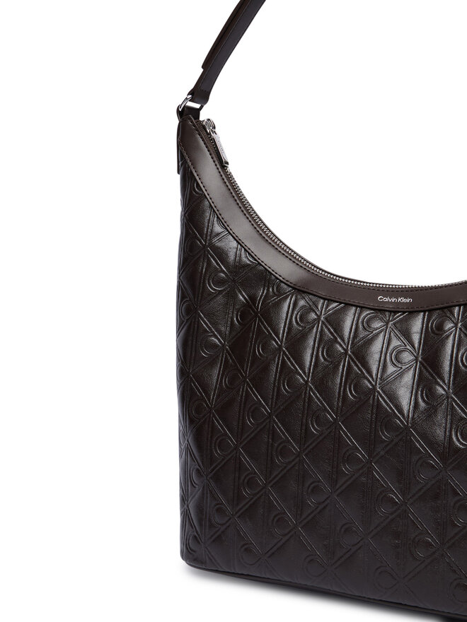 Calvin Klein Handtasche Calvin Klein Emblem Aop Debossed Medium Shbag LV04F3875G Braun