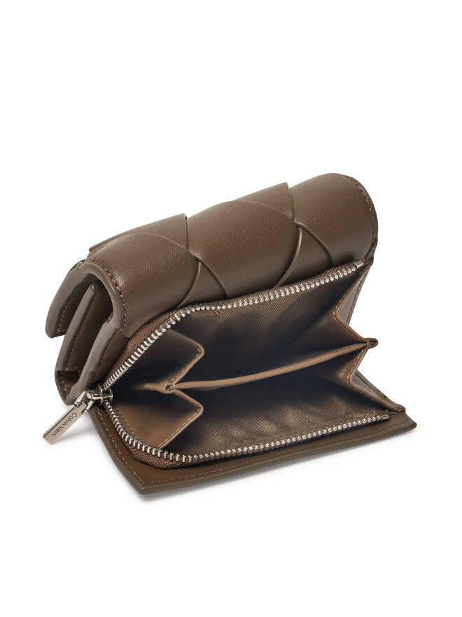 Calvin Klein Portfel damski Calvin Klein Ck Woven Small Trifold K60K612953 Khaki