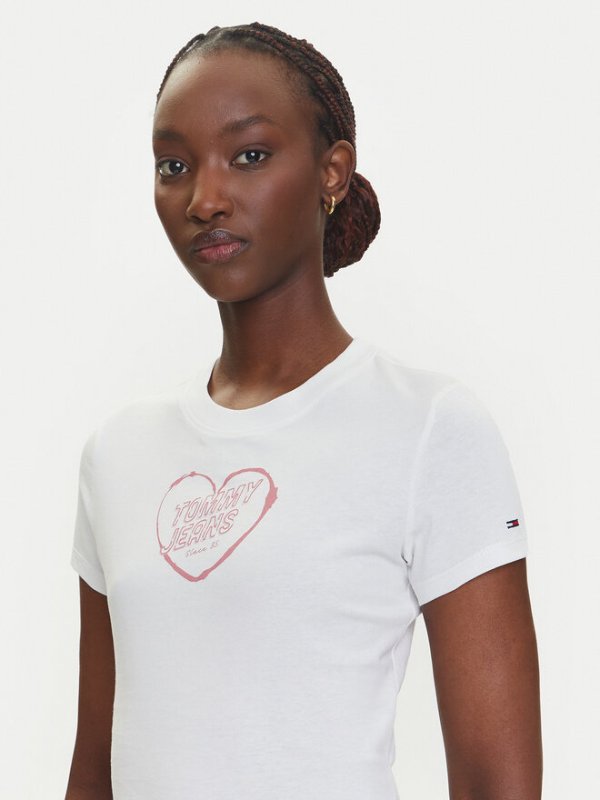 Tommy Jeans Tommy Jeans T-Shirt Heart DW0DW21390 Weiß Slim Fit