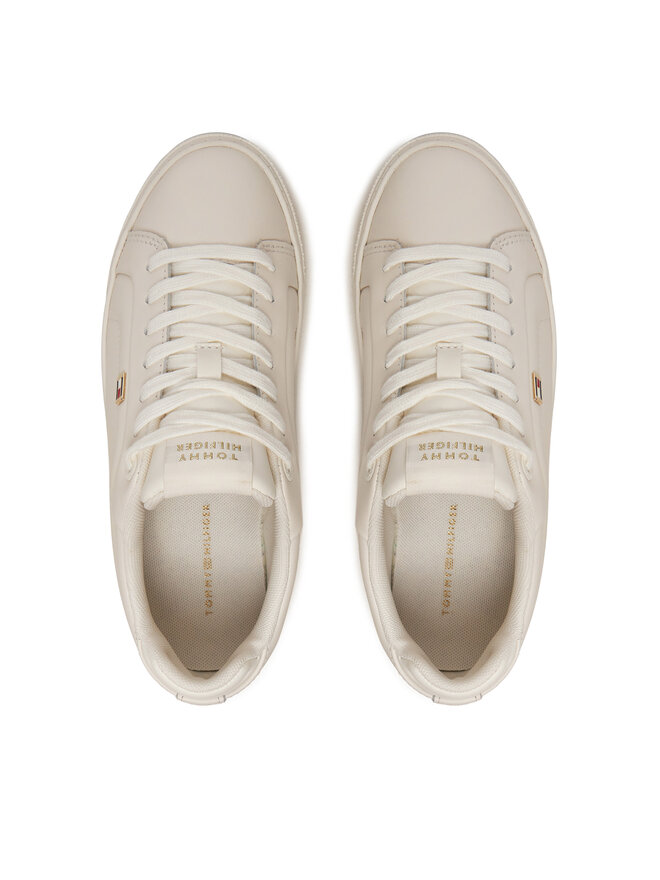 Tommy Hilfiger Sneakersy Tommy Hilfiger Icon Court Sneaker Flag FW0FW08327 Écru