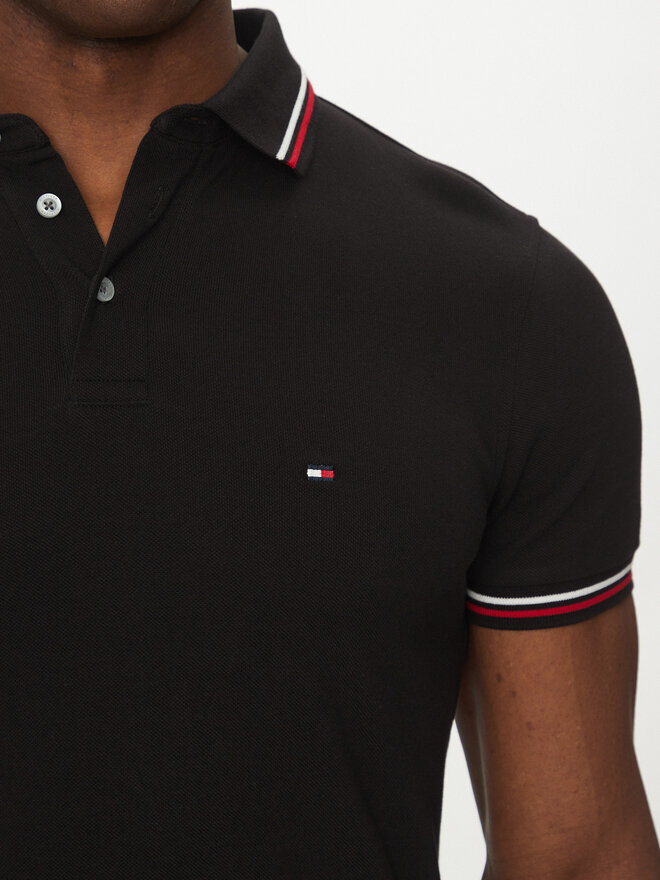 Tommy Hilfiger Tommy Hilfiger Pólóing Tipped MW0MW37346 Fekete Slim Fit