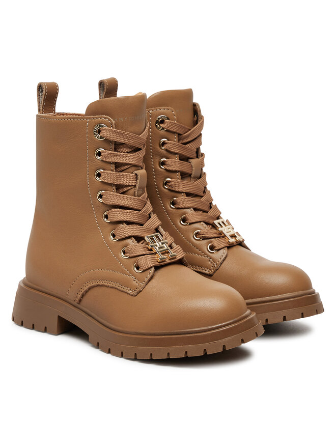 Tommy Hilfiger Trapper stila apavi Tommy Hilfiger Lace-Up Bootie T3A5-33568-0092 M Brūns