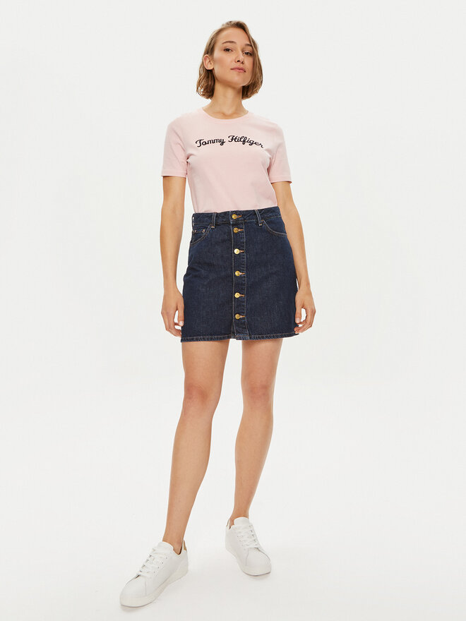 Tommy Hilfiger Tommy Hilfiger Camiseta Script WW0WW42589 Rosa Regular Fit
