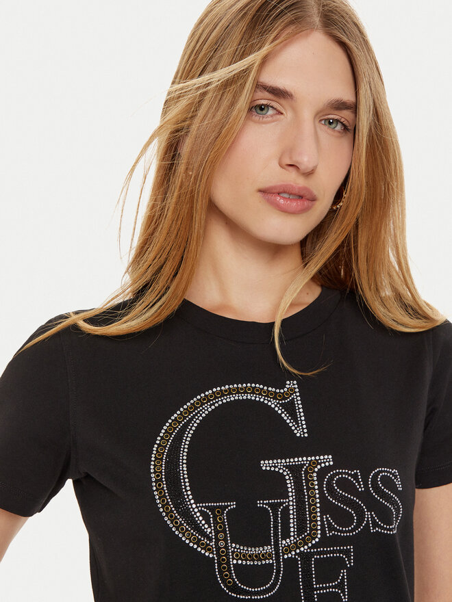 Guess Guess Marškinėliai W4BI16 I3Z14 Juoda Regular Fit