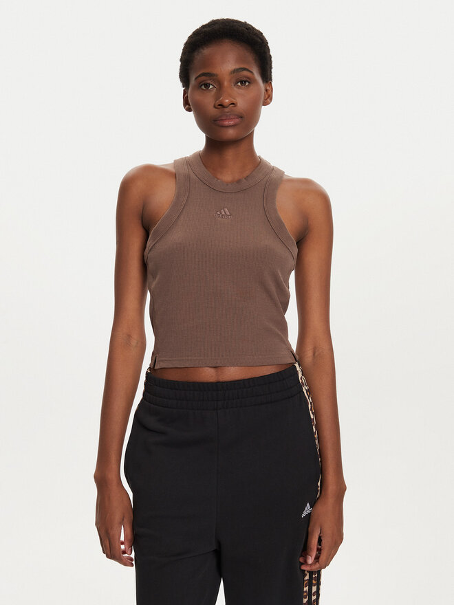 adidas adidas Felső Lounge IY6733 Barna Slim Fit