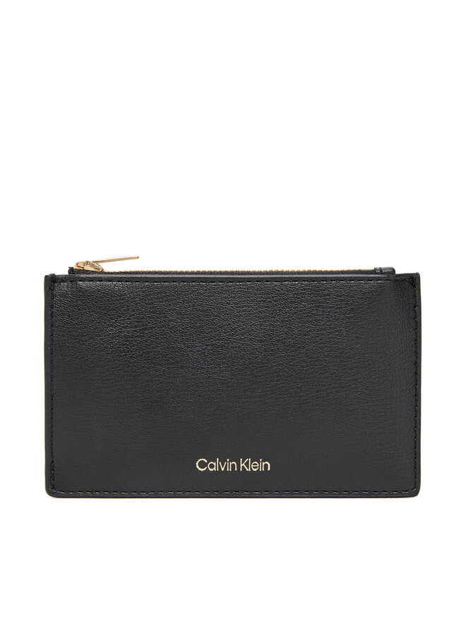 Calvin Klein Голям дамски портфейл Calvin Klein Foil Logo Top Zip Cardcase LV04F1090G Черен