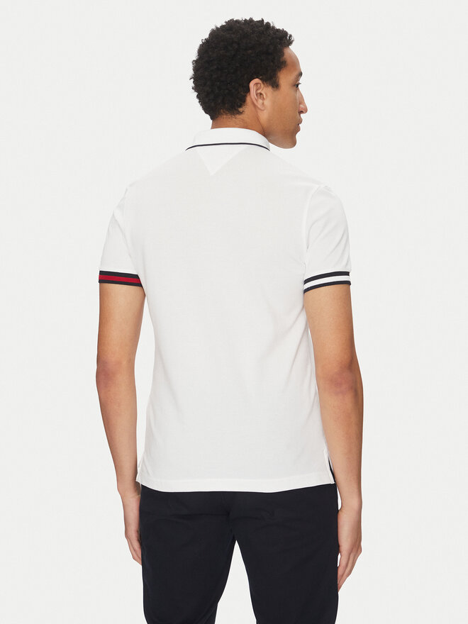 Tommy Hilfiger Tommy Hilfiger Poloshirt Flag Cuff MW0MW38458 Weiß Slim Fit