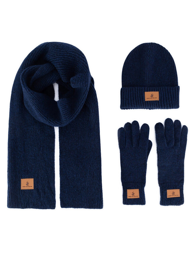 Beverly Hills Polo Club Set Mütze, Schal und Handschuhe Beverly Hills Polo Club BHPC-MC-001-AW24 Dunkelblau