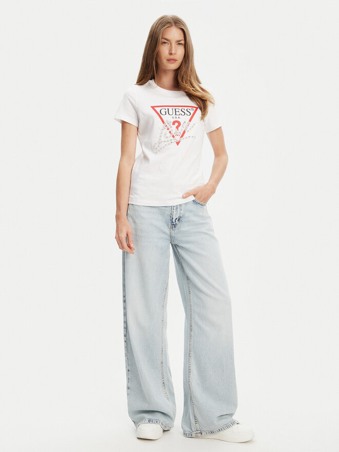 Guess Guess Marškinėliai W5YI40 I3Z14 Balta Regular Fit