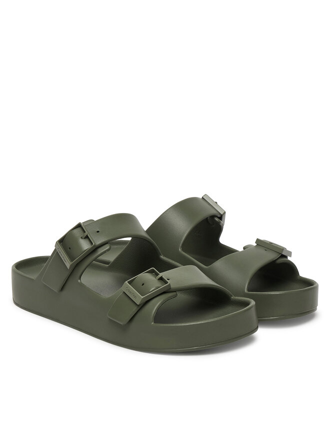 Calvin Klein Pantoletten Calvin Klein Ergon Eva Double Bar Sandal HM0HM02116 Grün