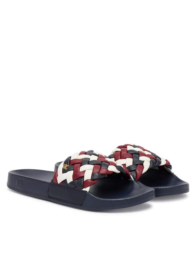Tommy Hilfiger Pantoletten Tommy Hilfiger Th Cornrow Pool Slide FW0FW09039 Bunt