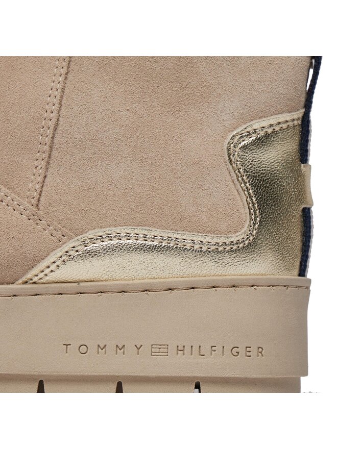 Tommy Hilfiger Hótaposó Tommy Hilfiger Metallic Suede Snowboot FW0FW07850 Bézs