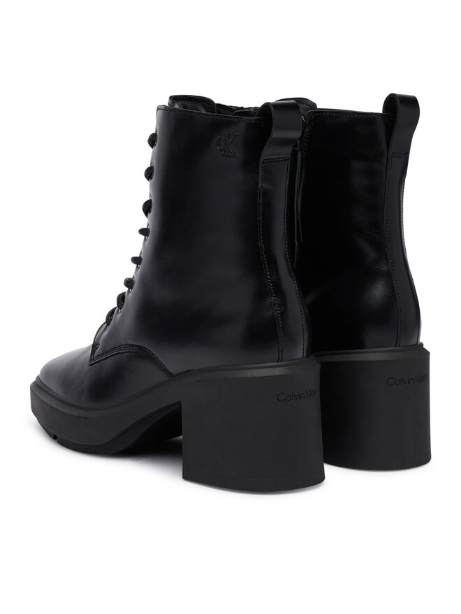 Calvin Klein Schnürschuhe Calvin Klein Block Heel Ank Boot Laceup Lth HW0HW03174 Schwarz