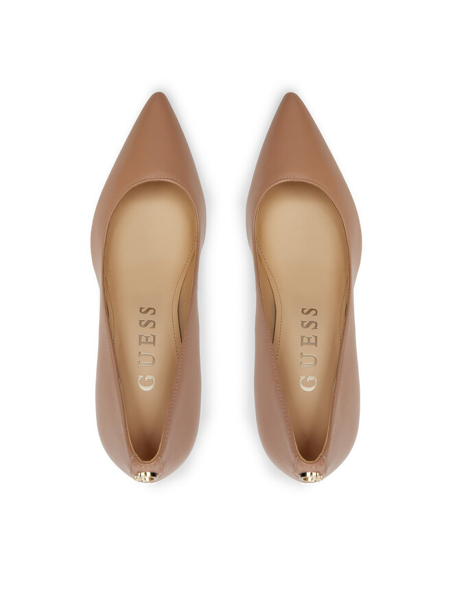 Guess Pantofi cu toc subțire Guess Dabbey FLTDAB LEA08 Bej