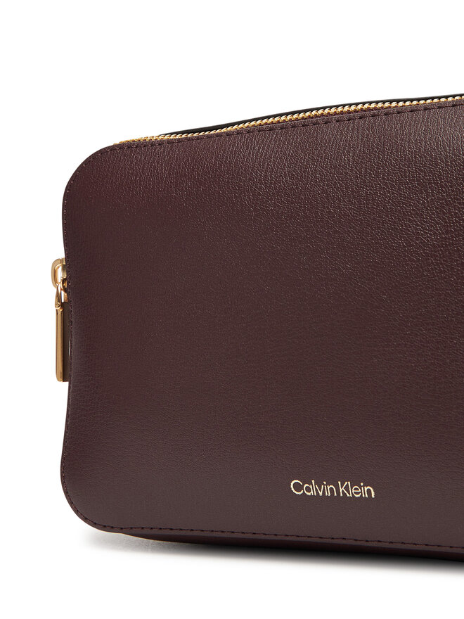 Calvin Klein Дамска чанта Calvin Klein Foil Logo Elongated Camera Bag LV04F3276G Бордо