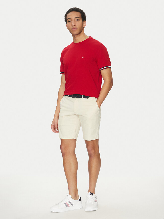 Tommy Hilfiger Tommy Hilfiger Marškinėliai Global Stripe MW0MW38630 Raudona Regular Fit