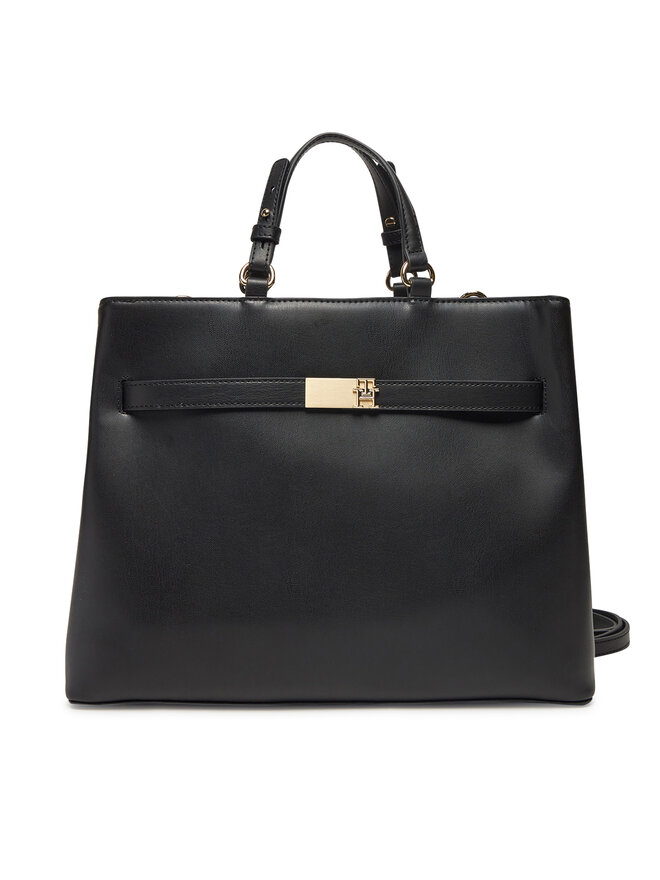 Tommy Hilfiger Handtasche Tommy Hilfiger Heritage Satchel AW0AW17211 Schwarz