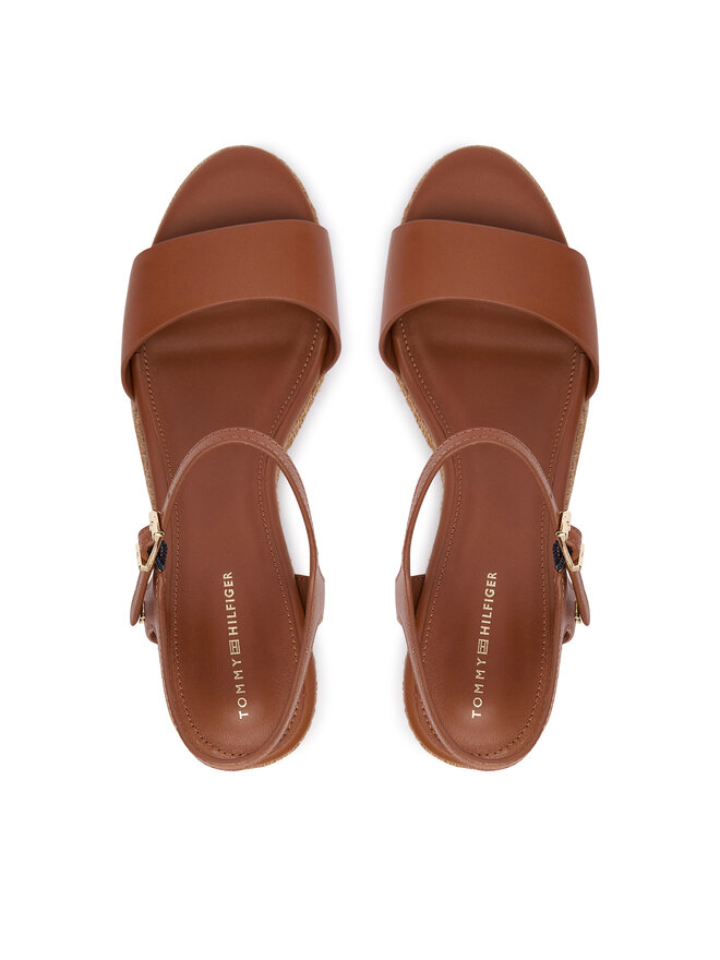 Tommy Hilfiger Espadrilles Tommy Hilfiger Th Monogram Leather Wedge Espadrilles FW0FW09340 Braun
