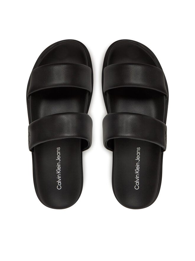Calvin Klein Jeans Iešļūcenes Calvin Klein Jeans Flat Molded Doublebar Sandal Lth YM0YM01226 Melns