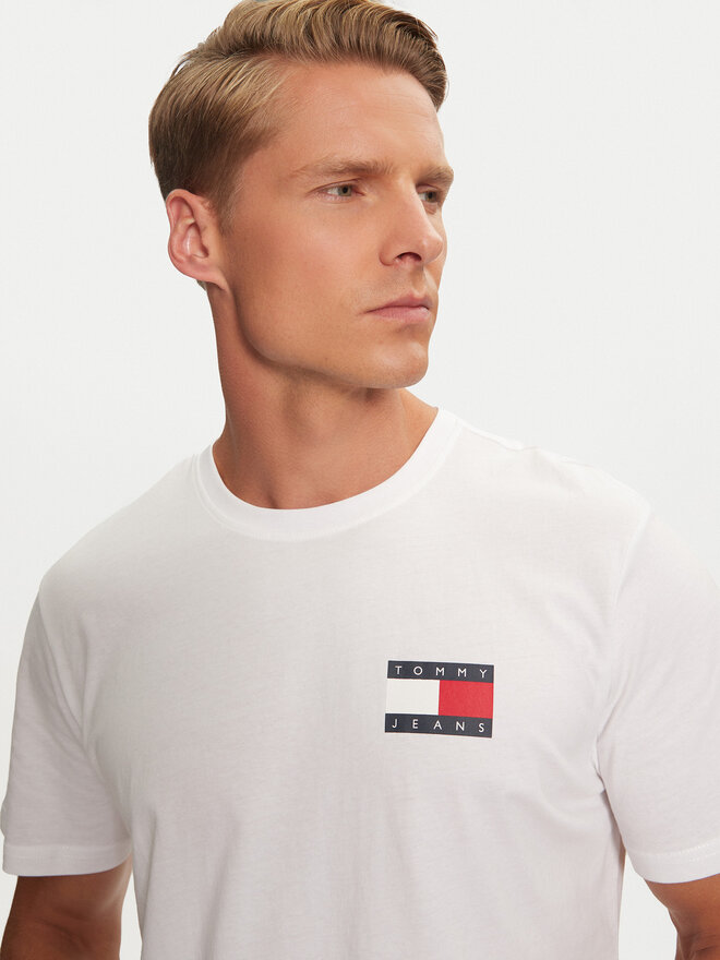 Tommy Jeans Tommy Jeans Marškinėliai Essential Flag DM0DM20740 Balta Slim Fit