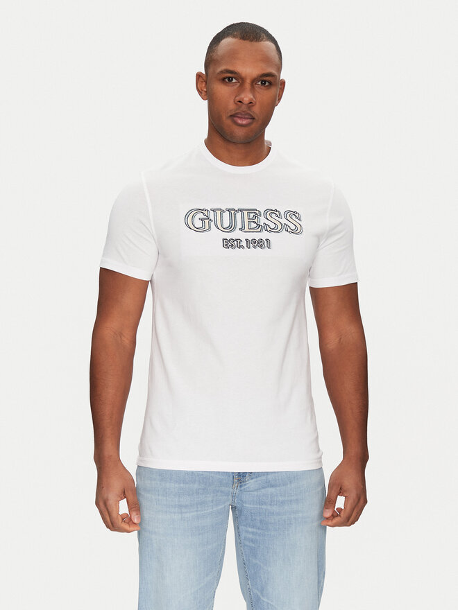Guess Guess Marškinėliai M5GI07 I3Z14 Balta Slim Fit