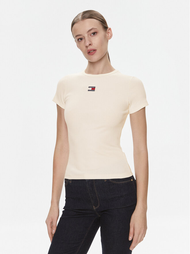 Tommy Jeans Tommy Jeans Marškinėliai Badge DW0DW17881 Balta Slim Fit