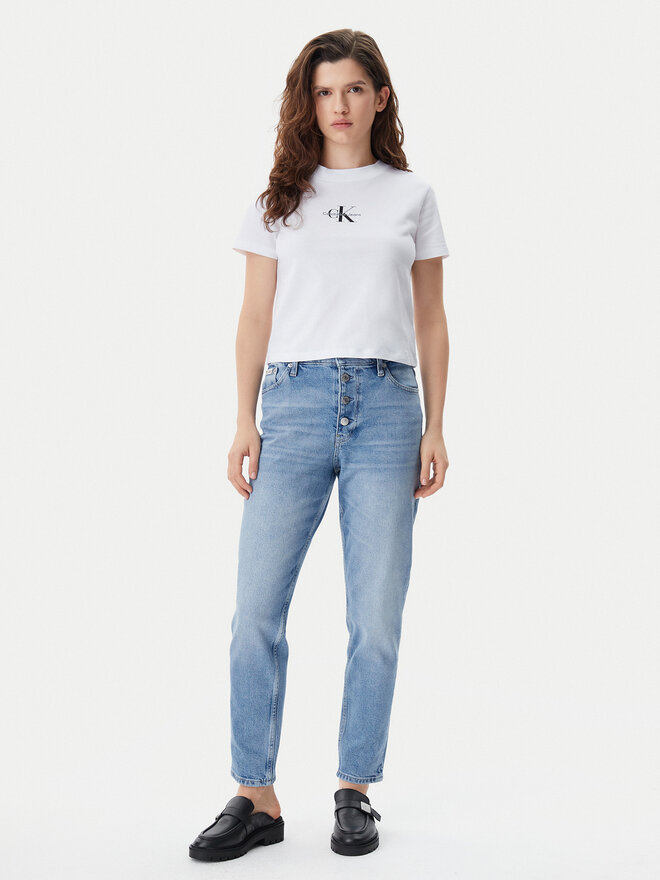 Calvin Klein Jeans Calvin Klein Jeans Marškinėliai Baby Tee J20J223113 Balta Slim Fit