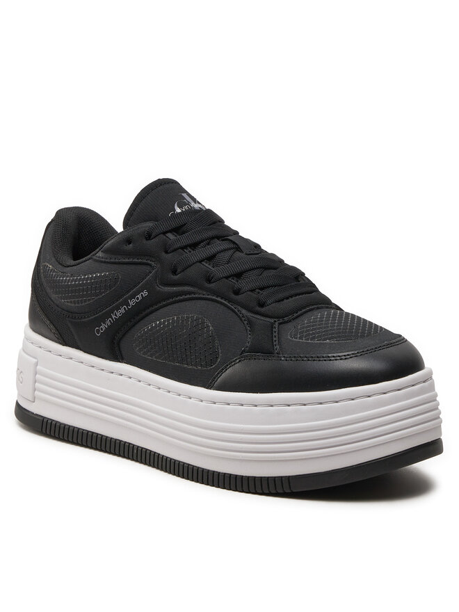 Calvin Klein Jeans Сникърси Calvin Klein Jeans Bold Platf Low Lace Mix In Mtl YW0YW01471 Черен