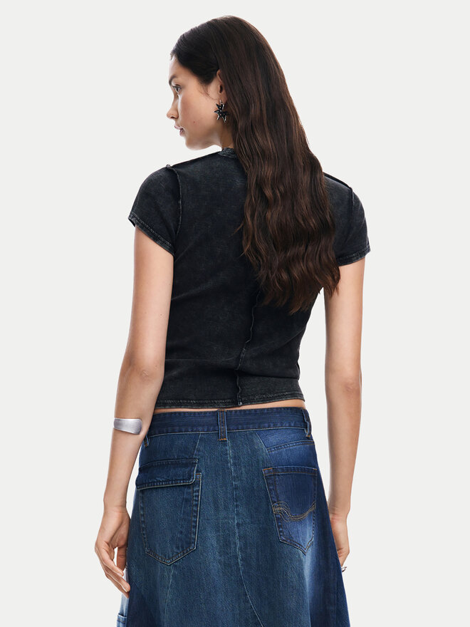Desigual Desigual Marškinėliai 25SWTKX6 Pilka Slim Fit