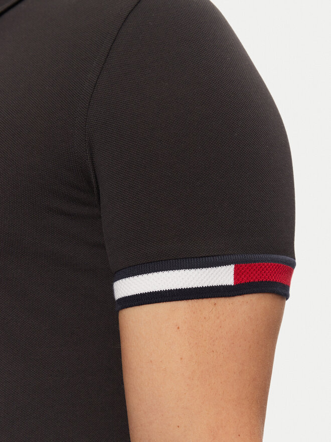 Tommy Hilfiger Tommy Hilfiger Poloshirt Flag Cuff MW0MW37518 Schwarz Slim Fit